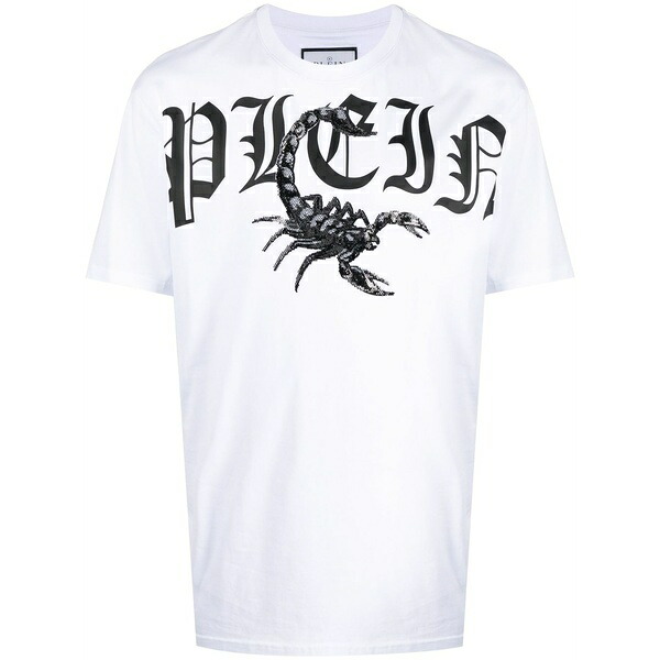 フィリップ飾り気の無い メンズ プルオーバー トップス Scorpion print t-shirt White