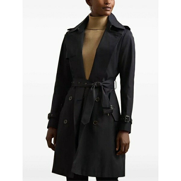 ラルフローレン レディース 厚地の外套 アウター Double-breasted belted trench coat Blue コート・ジャケット-レディースファッション