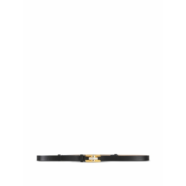 エリザベスフランキ レディース ベルト アクセサリー Jewel-embelished logo-plaque leather belt Black｜asty 44,070円