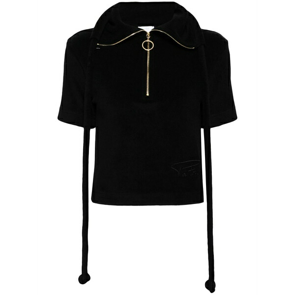ジャンパトゥ レディース スポーツシャツ トップス Half-zip terrycloth polo shirt Black