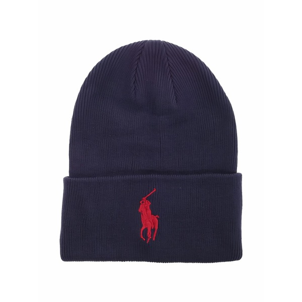 ラルフローレン メンズ かぶり笠 付属品 Big pony cuff beanie hat Blue