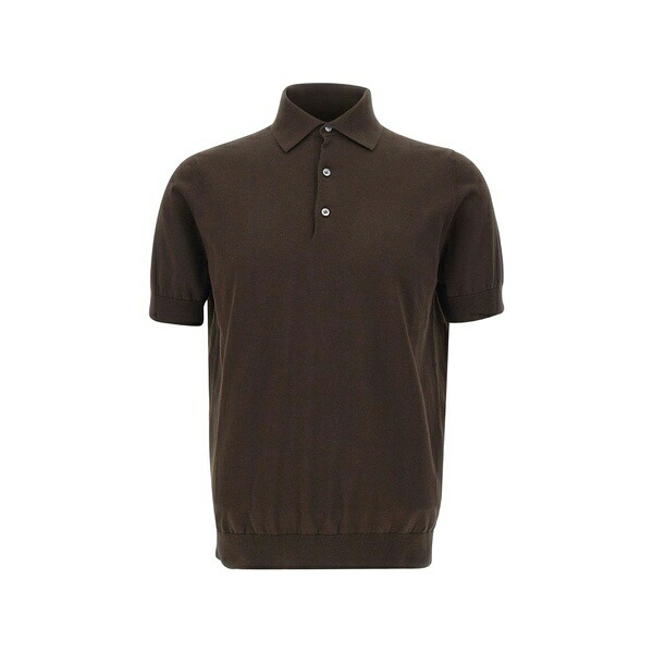 フィリッポ デ ラウレンティス メンズ スポーツシャツ トップス Knitted polo shirt Brown