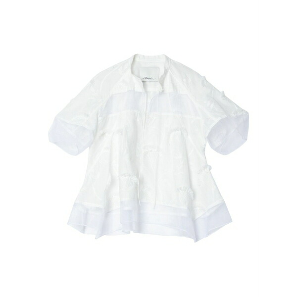 スリーワンフィリップリム レディース シャツ トップス Floral-embroidered layered blouse White