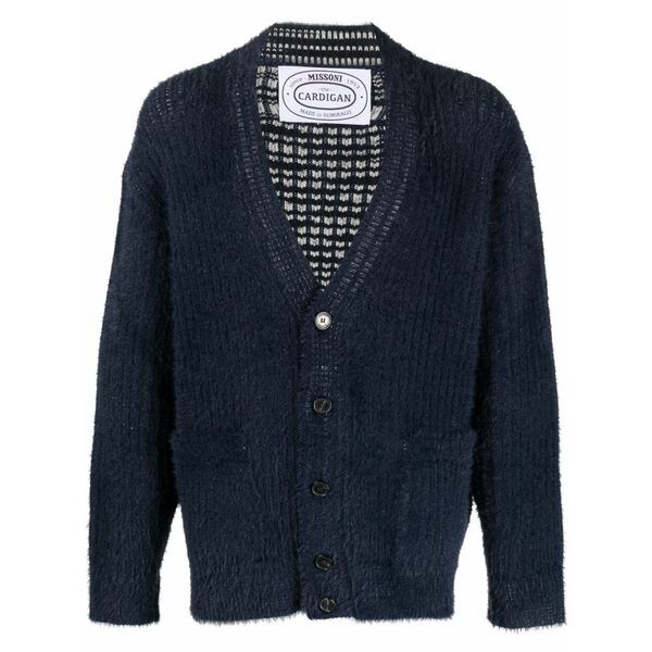 ミッソーニ メンズ ジレー アウター V-neck knitted cardigan Blue