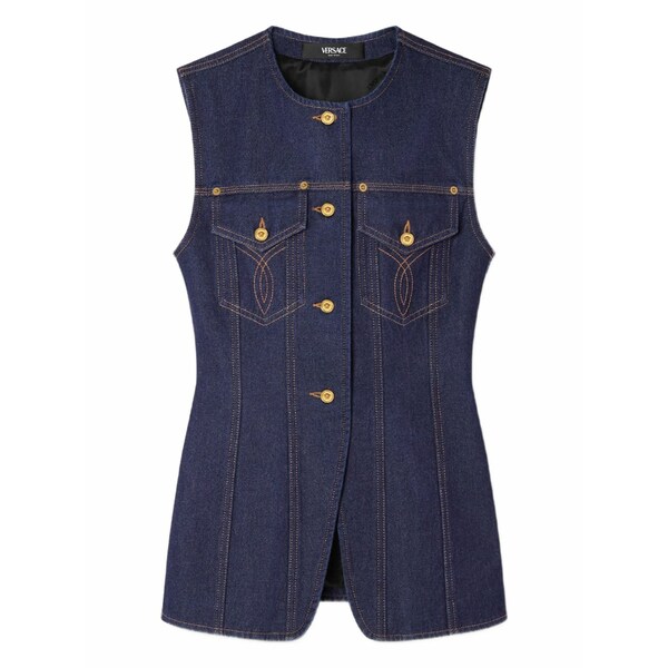 ヴェルサーチ レディース 上衣＆上衣 アウター Denim button-up vest Blue