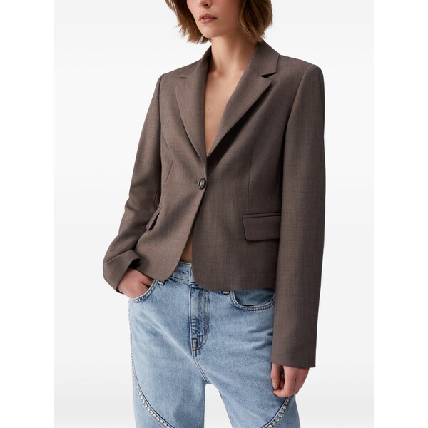 リュージョー レディース 上衣＆上衣 アウター Single-breasted cropped blazer Brown レディースファッション-コート・ジャケット