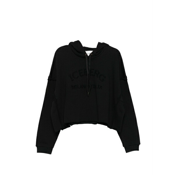 アイスバーグレタス レディース パーカー・スウェットシャツ アウター Cropped hoodie Black