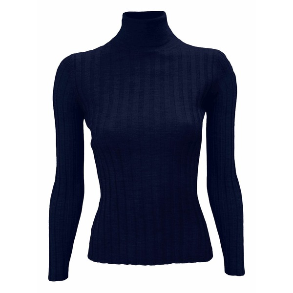 ラ さくら色 レディース 編み物\u0026プルオーバー アウター  ribbed pullover Blue