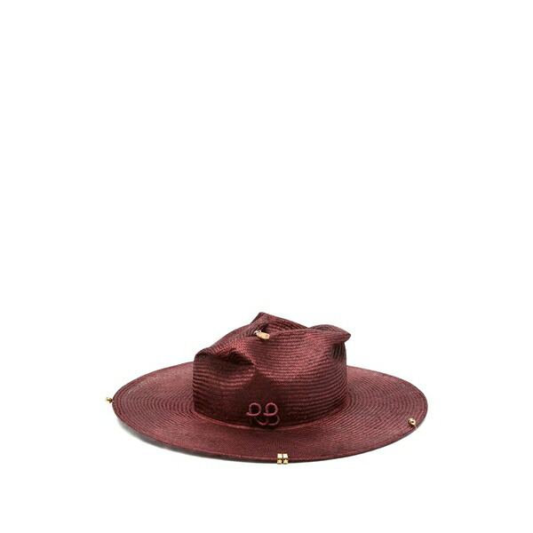 ラスランバジンスキー レディース 鳥打ち帽 付属物 Chain-strap fedora hat Red