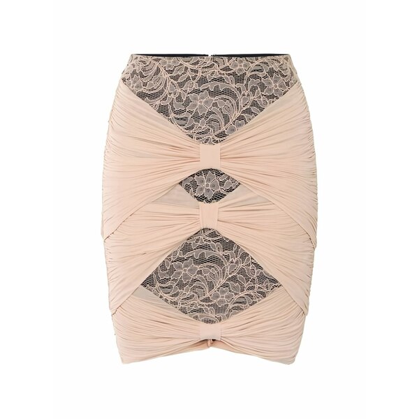 エリザベスフランキ レディース スコート ボトムス Floral lace draped short skirt Neutrals