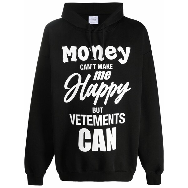 ヴェトモン メンズ パーカー・スウェットシャツ アウター Graphic-print cotton hoodie Black｜asty