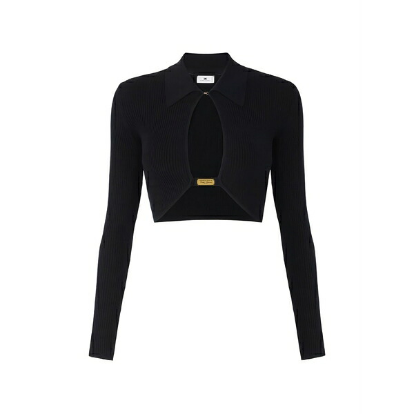 エリザベスフランキ レディース プルオーバー トップス Micro-braided cut-out top Black