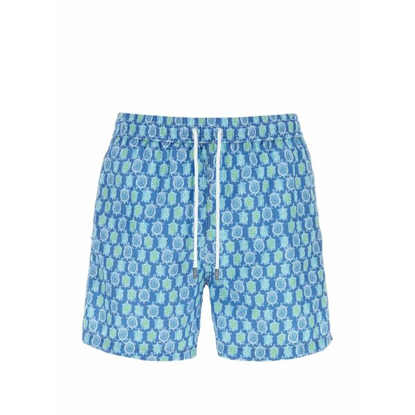 フェデーリ メンズ 心地好いズボン下 ボトムス Printed swimming shorts Blue