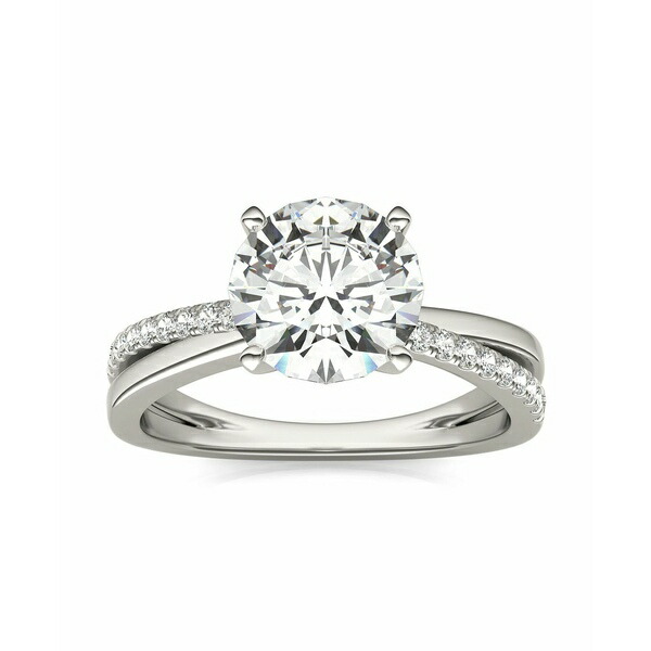 高級 チャールズ アンド コルバード レディース リング アクセサリー Moissanite Emerald Solitaire Ring 3-1  ct. Diamond Equivalent in 14k White Gold