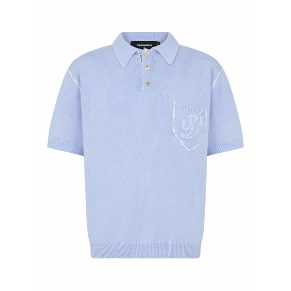 ディースクエアード メンズ スポーツシャツ トップス Short-sleeves embroidery-logo polo shirt Blue