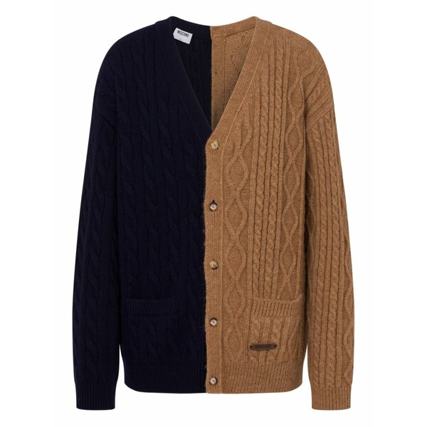 モスキーノ メンズ ジレー アウター Cable-knit two-tone cardigan Black