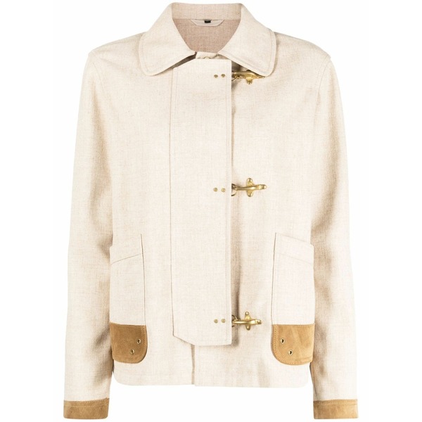 フェイ レディース 上衣＆上衣 アウター Contrasting-trim fitted jacket Neutrals