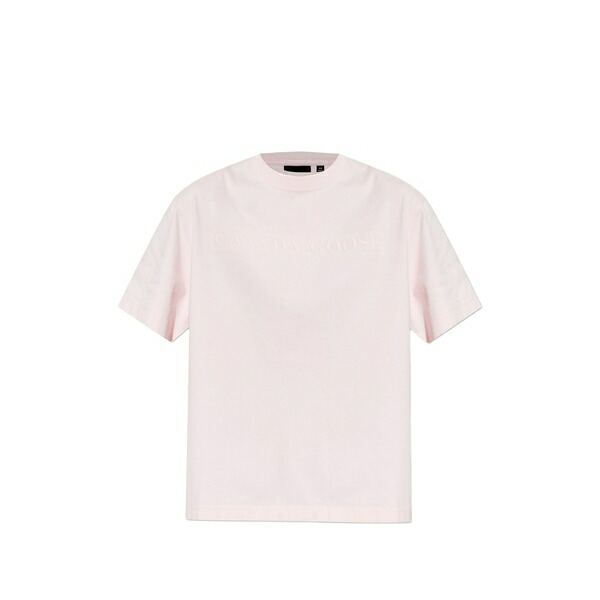 カナダグース レディース プルオーバー トップス Embossed-logo t-shirt Pink