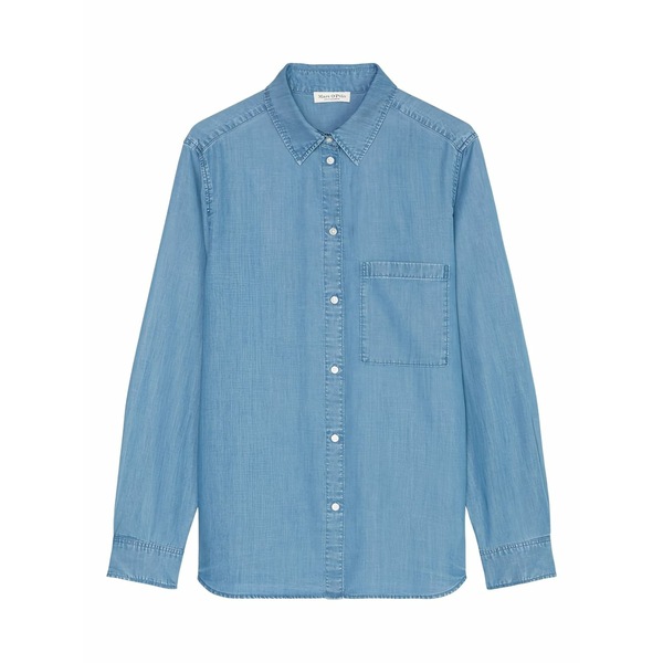 マルコポーロ レディース シャツ トップス Denim button-up shirt Blue|asty
