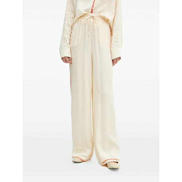 スティーヌ・ゴヤ レディース 心地好いズボン下 ボトムス Stripe-detail drawstring track pants Neutrals