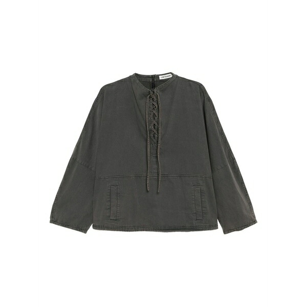 ロウ クラシック レディース ニット&セーター アウター Lace up washed cotton sweatshirt Grey｜asty