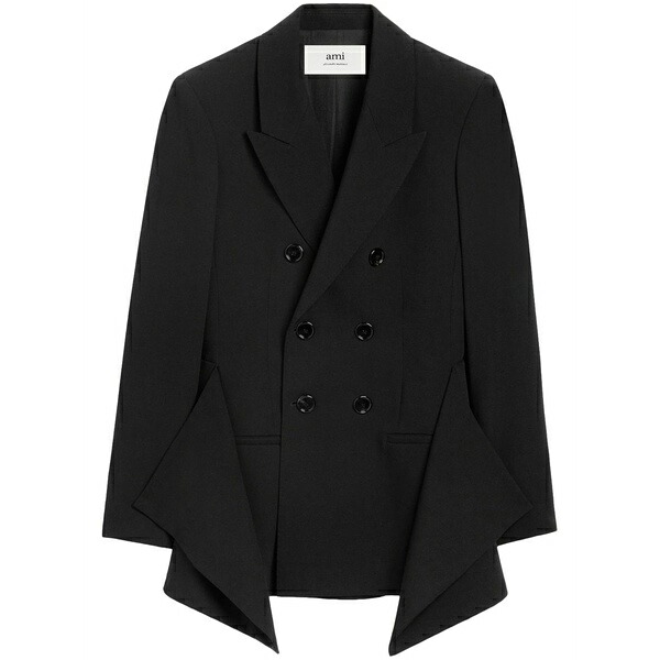 意中の女 レディース 上衣＆上衣 アウター Draped-panel virgin wool blazer Black
