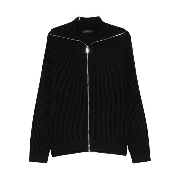 ザノーネ メンズ ジレー アウター Zip-up cardigan Black