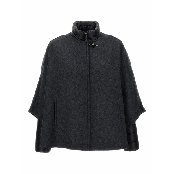 フェイ レディース 上衣＆上衣 アウター Hook-fastening wool cape Black