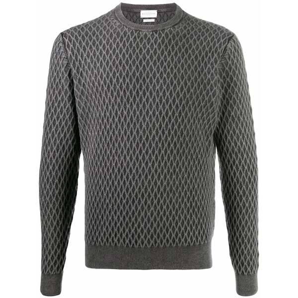 バランタイン メンズ 編み物\u0026プルオーバー アウター Diamond lattice knit jumper Grey