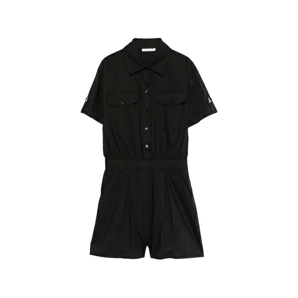パトリツィア ペペ レディース 衣装 トップス Poplin short-sleeve jumpsuit Black