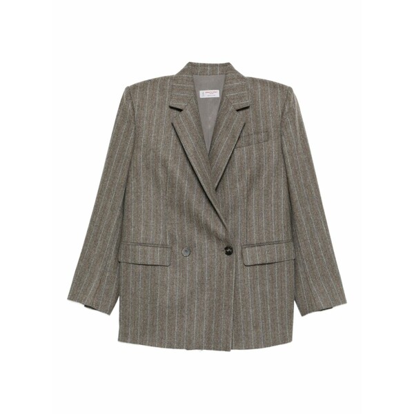 アルベルト ビアーニ レディース 上衣＆上衣 アウター Pinstripe double-breasted blazer Brown