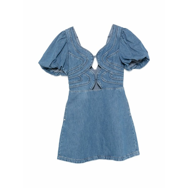 耕園 リオ レディース 衣装 トップス Seam-embellishment mini dress Blue スーツ・セットアップ-レディースファッション-ワンピーススーツ
