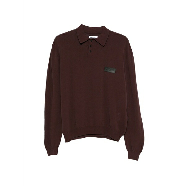 マリアーノ メンズ ポロシャツ トップス Logo-patch polo shirt Brown|asty
