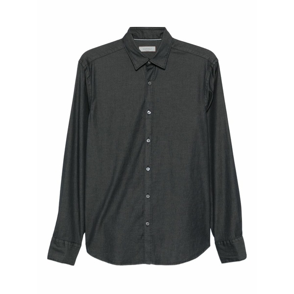 カナーリ メンズ シャツ トップス Long-sleeve button-fastening shirt Grey｜asty