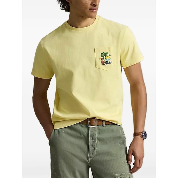 ラルフローレン メンズ プルオーバー トップス Embroidered-pocket t-shirt Yellow
