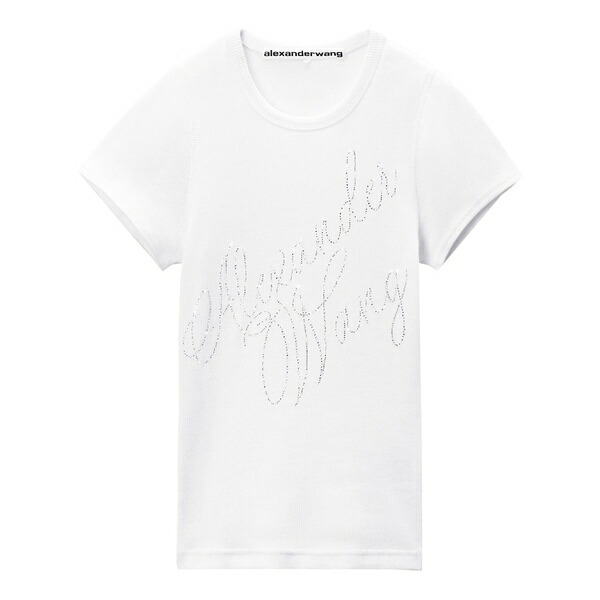 アレキサンダーワン レディース プルオーバー トップス Logo-print cotton t-shirt White