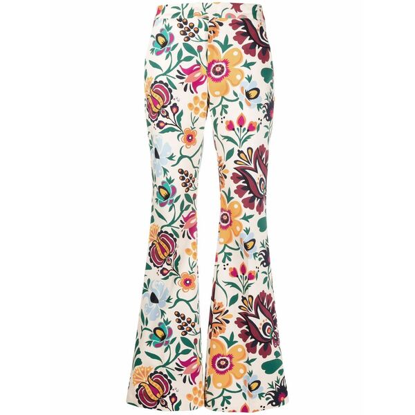 ラ・ダブル・ジェイ レディース カジュアルパンツ ボトムス Graphic-print flared trousers Neutrals|asty