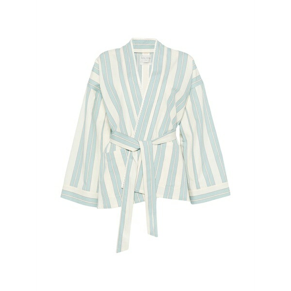 フォルテ フォルテ レディース 上衣＆上衣 アウター Striped wrap jacket Blue