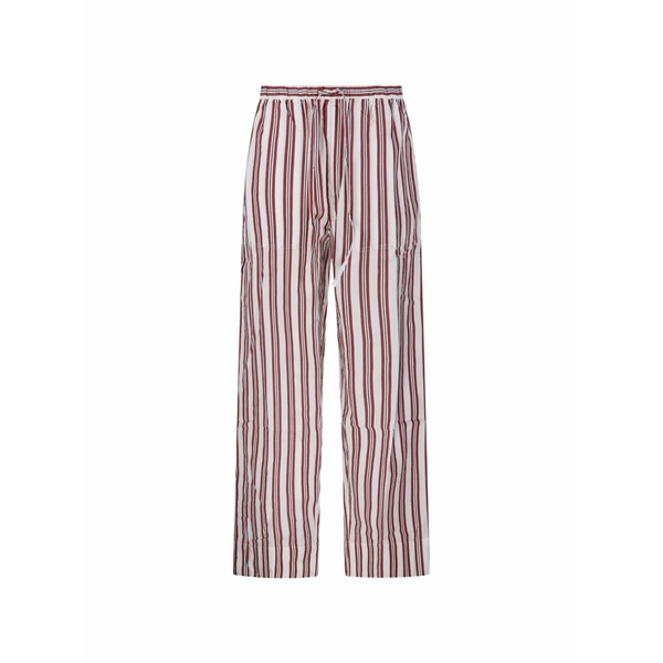 アンティックバティック レディース 心地好いズボン下 ボトムス Striped straight-leg trousers White