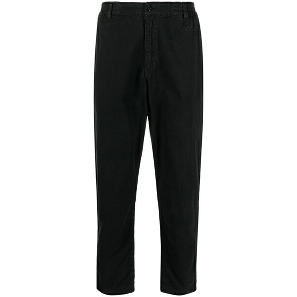 モスキーノ メンズ 心地好いズボン下 ボトムス Logo-embroidered straight-leg trousers Black
