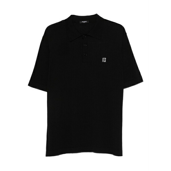 バルマン メンズ スポーツシャツ トップス Logo-detail polo shirt Black