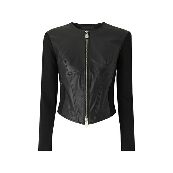 ピンコ レディース 上衣＆上衣 アウター Bustier zip-up leather jacket Black