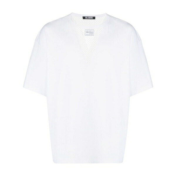 ラフ・シモンズ メンズ プルオーバー トップス Fishnet-panel short-sleeve t-shirt White
