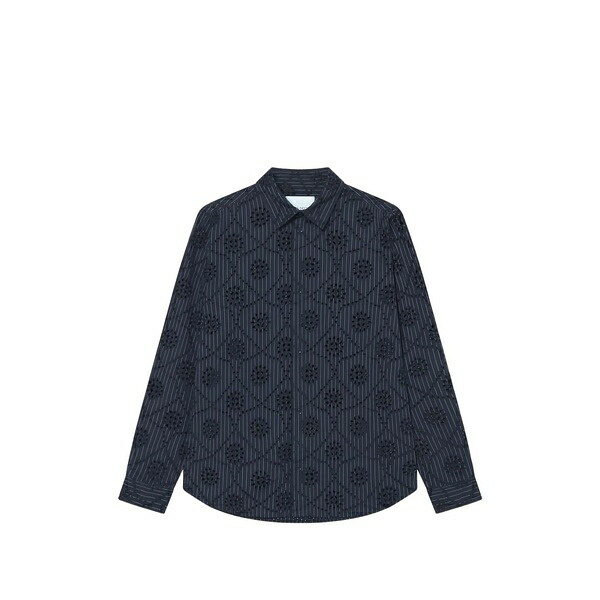 レ ドゥ メンズ プルオーバー トップス Kalen broderie-anglaise striped shirt Blue