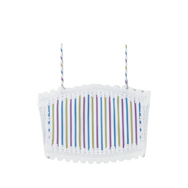 クローディピエルロ レディース スポーツシャツ トップス Striped lace top White