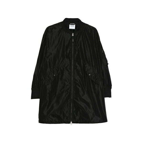 アスペジ レディース 厚地の外套 アウター Zip-fastening coat Black