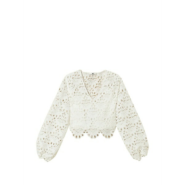 ツインセット レディース シャツ トップス Macram??-woven blouse White|asty