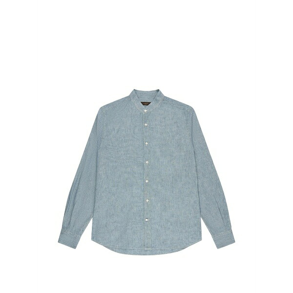 投げることお召しもの メンズ プルオーバー トップス Band-collar shirt Blue