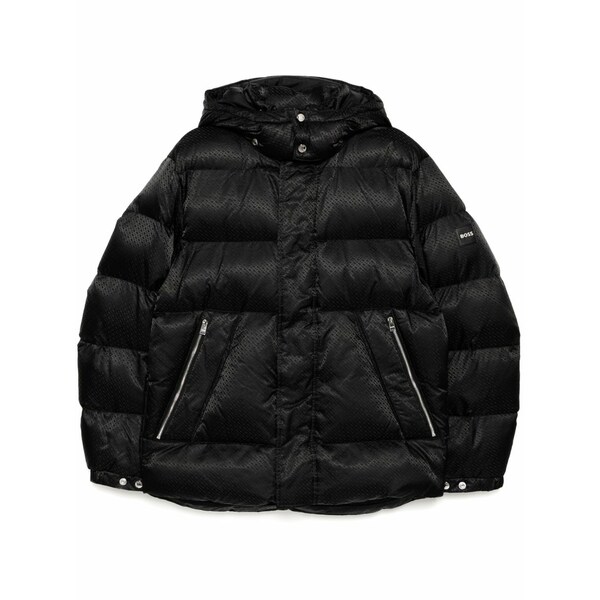 ボス メンズ ジャケット&ブルゾン アウター Logo-patch padded jacket Black|asty
