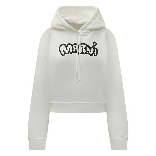 マルニ レディース パーカー・スウェットシャツ アウター Logo-print hoodie White｜asty